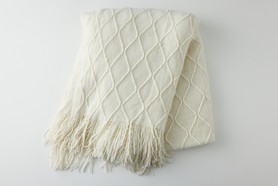 布 白 ニットブランケット